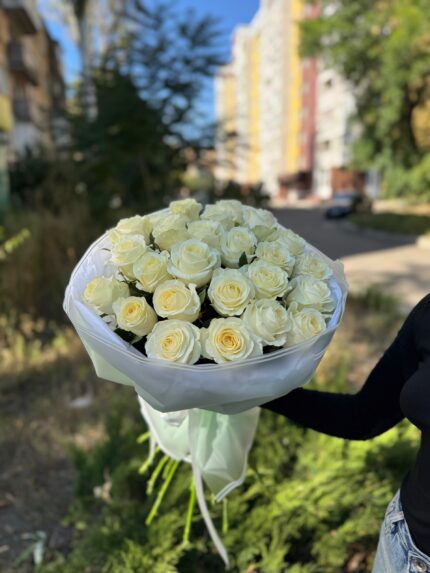 25 белых роз